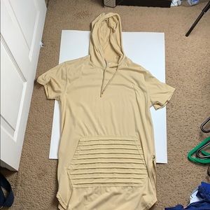 Long Beige Hooded Tee